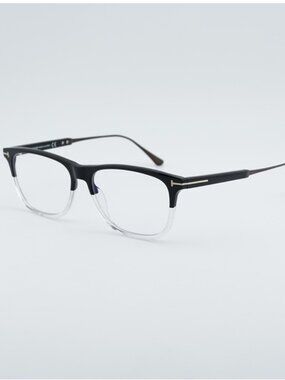 Tom Ford FT5589-B 003 Eyeglasses Black/Crystal 55mm Rectangle Frame